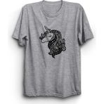 The Fame Unicorn Tek Boynuzlu At Luck T-Shirt Gri Kadın T-shirt