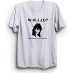 The Fame WWJD What Would Joan Jett Do Rock Metal Müzik Grubu Beyaz Kadın T-shirt