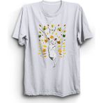 The Fame Yapraklar ve Kedi Leaves And Cat Beyaz Kadın T-shirt