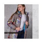 The Farm Animals Farm Animals Oversize Retro Gate Dijital Art Puffer Mont Kadın - XL - Kahve