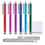 The Friendly Swede Dokunmatik Ekranlar için 6'lı Mikro Örgü Hibrit Fiber Uçlu Evrensel Kapasitif Stylus Kalem, iPad, iPad Kalemi, iPad Stylus için Stylus Kalem - Canlı Pembe/Deniz Mavisi/Yeşil/Koyu