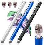 The Friendly Swede Dokunmatik kalem 3 adet hibrit Stylus - dokunmatik ekran giriş kalemi değiştirilebilir mikrofiber uçlu cep telefonu, tablet için (mavi, beyaz, siyah)