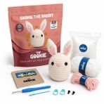 The Gookie Amigurumi Tavşan Örgü Seti, Başlangıç Seviyesi, Beyaz Pamuklu İplik, Video Eğitimli, Tığ ve İğne Dahil, El Yapımı Oyuncak