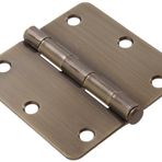 The Hillman Group 852613 3-1/2" Konut Kapı Menteşesi - 1/4" Yuvarlak Köşe - Çıkarılabilir Pin - Tam Gömme - Antik Pirinç 1-Paket