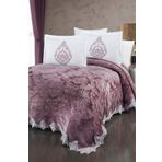 The Home Collection Larissa Mürdüm Fransız Güpürlü Battaniye Yatak Ört Seti