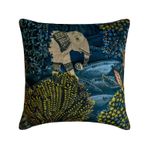 The HomeCentric 2'li set Mavi Dekoratif Yastık kılıfları 45x45 cm | Modern Kadife Yastık Örtüsü Çiçek | Baskılı, Boncuklu El Nakış Kanepe, Kanepe ve Yatak için Yastık Kılıfları, Ev Dekoru- Trunk Tales