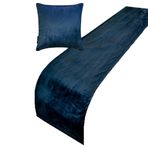 The HomeCentric Dekoratif Yatak Runner Lacivert, Twin 133x45 cm Yatak Örtüsü Mindersiz Kadife Kadife Modern - Navy Velvet Plush
