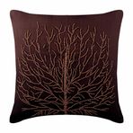 The HomeCentric Kahverengi 55 x 55 cm Sanat İpek Kanepe Yastık Örtüleri, Ağaç, Boncuklu Ev Yapımı Kırlent Örtüleri İpek, Çiçek Tropikal - Woody Tree