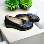 The Hope Shoes Kadın Ortopedik Siyah Deri Taban Düz Taban Anne Ayakkabısı