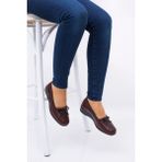 The Hope Shoes Kadın Tam Deri Taban Günlük Anne Ayakkabısı - Bordo