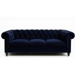 The Ivy Concept Store The Noble Run Lacivert Kadife Chester Üçlü Koltuk