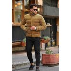 The Jojo Design Kadife Kumaş Yoğun Elyaf Dolum Şık ve Rahat Kışlık Erkek Mont - 2XL - Bej
