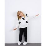 The Littles Kids Kız Çocuk Kurdele Süslemeli Beli Lastikli Fitilli Taytlı Şardonsuz Mevsimlik Pamuklu Kumaş Alt Üst Ikili Takım - Siyah - 9 - 10 Yaş