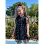 The Littles Kids Kız Çocuk Yıldız Desenli %100 Pamuk Astarlı Kolları Lastikli Siyah Şifon Yazlık Elbise - 000-Siyah - 7 - 8 Yaş