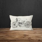 The Lucid Lab Harley Davidson Model 28B Motosiklet Ivory Çift Taraflı Yastık Kılıfı - 2 Adet - Beyaz - 50 x 70