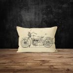 The Lucid Lab Harley Davidson Model 28B Motosiklet Vintage Çift Taraflı Yastık Kılıfı - 2 Adet - Renkli - 50 x 70