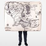 The Lucid Lab Yüzüklerin Efendisi Orta Dünya Haritası - Lord Of The Rings Polar Tv Battaniyesi - 140 x 170 cm - Bej - Krem