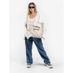 The Lycos "feeling Good" Canvas Tote Omuz ve Plaj Çantası - Krem