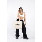 The Lycos "relax" Canvas Tote Omuz ve Plaj Çantası - Krem