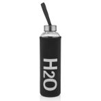 The Mia 87611 600 ml Siyah H2O Pastel Kılıflı Cam Matara