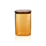 The Mia Akasya 1200 ML Dikdörtgen Cam Amber Kavanoz