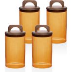 The Mia Akasya Kulplu Cam Kavanoz Seti Amber 4 Parça 1000 ml - 4 Adet