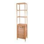 The Mia Bambu 4 Raflı Banyo Düzenleyici Dolap Ve Çamaşır Sepeti 160X40x33 Cm