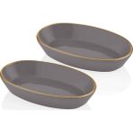 The Mia Basic Oval Servis Gri 26 cm 2'li Set