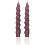 The Mia Burgu Şamdan Mumu 2li Set Vizon 17 cm - Renkli - 2 Adet