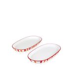 The Mia Joy Seramik Oval 2'li 17x30 cm Kırmızı Servis Tabağı Seti