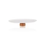 The Mia Limoges Ahşap Ayaklı Servis Tabağı Beyaz 34X17x6,5 Cm