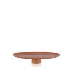 The Mia Limoges Terracota Porselen Ahşap Ayaklı 34 cm Turuncu Servis Tabağı