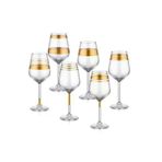 The Mia Lines Şarap Kadehi 6 Lı Set - Gold Lınes010