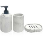 The Mia Marble Banyo Seti Siyah Beyaz 3 Parça