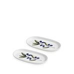 The Mia Olivos Desenli Seramik 26 cm Oval 2'li Servis Tabağı Seti