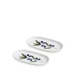 The Mia Olivos Desenli Seramik 29 cm Oval 2'li Servis Tabağı Seti