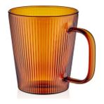 The Mia Striped Borosilikat Cam Kupa Amber 400 Ml - Ahşap Rengi