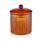 The Mia Striped Borosilikat Cam Şekerlik Amber 9x9x11 Cm Cam0442