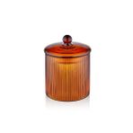 The Mia Striped Borosilikat Cam Şekerlik Amber 9x9x11 cm
