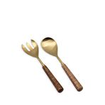 The Mia Wood Ahşap Saplı Metal 2'li Salata Servis Takımı