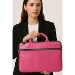 the modawest Pembe Kroko Macbook Air Pro 13-14-15.6 Inç Darbeye Karşı Korumalı Laptop Çantası