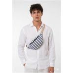 the modawest Unisex Çizgili Desenli Dokuma Bel ve Omuz Çantası
