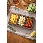 The N Wood 3 Bölmeli Ahşap Kahvaltı Sunum Tabağı | Doğal Ahşap Çerez, Meze ve Kahvaltılık Servis Tabağı