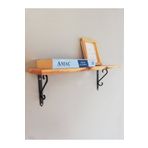 The N Wood Siyah Ferforje Ayaklı, Ahşap Kitaplık Duvar Rafı 50x11cm