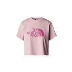 THE NORTH FACE Kadın W S/S Easy Relaxed Cropped Tee T-Shirt, Metal Pembe/Siber Berry, M