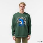 The North Face Oversized Crew Erkek Yeşil Mont.- - XL
