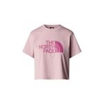 The North Face SS EASY RELAXED CROPPED Tişört Pembe, XL, NF0A8A6H, Metal Pembe/Siber Berry, Kadın