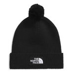 The North Face TNF Logolu Kutu Pom Bere | Klasik Kesim, Erkekler ve Kadınlar için Manşetli Kışlık Şapka, Yumuşak Ribana Örgü Kumaş ve Dokuma Logo Yaması, TNF Siyah, Tek Beden