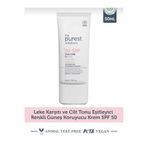 the purest solu Leke Karşıtı ve Cilt Tonu Eşitleyici Renkli Güneş Koruyucu Krem SPF 50, 50 ml