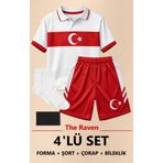 The RAVEN Premium Türkiye Milli Takım Serisi Çocuk Futbol Forması 4 PARÇA ( ÇORAP + BİLEKLİK)